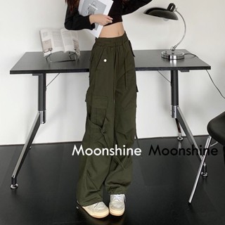 Moon  กางเกงขายาว คาร์โก้ กางเกง เชือกอเมริกันคลาสิค Cargo pants 2023 NEW 080105 Unique คุณภาพสูง ทันสมัย Chic A90M04V 36Z230909