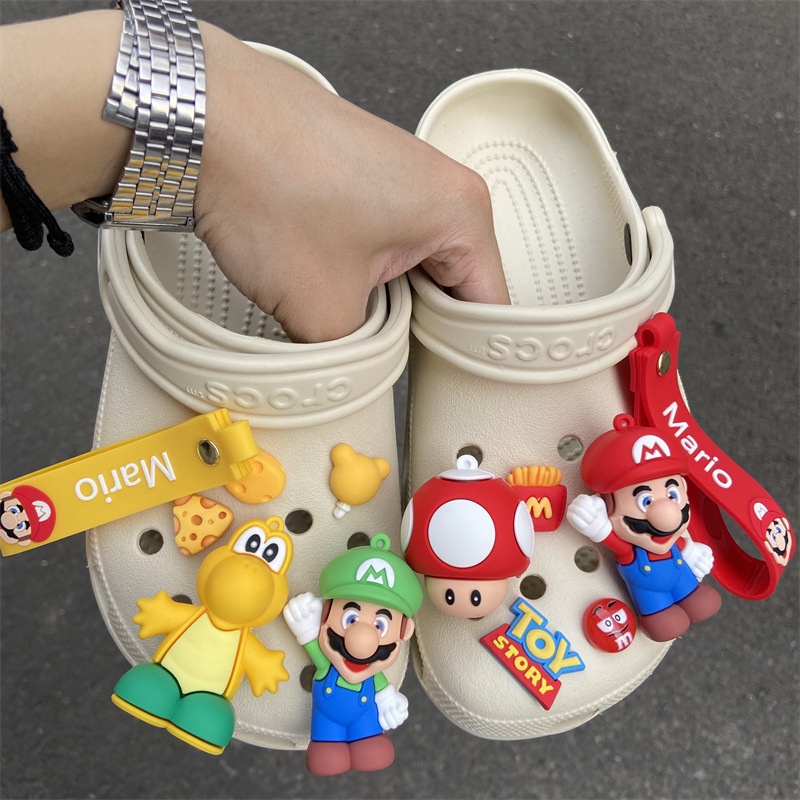 น่ารัก Mario เกม croc jibits ชุด Toy Story Jibitz Charm เห็ดดอกไม้รองเท้า Charms Pin ตกแต่ง