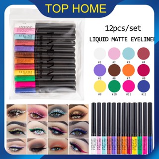 HANDAIYAN 12PCS Waterproof Matte Eye Cosmetics Shadow Eyeliner Long Lasting Sexy Charming Eye Liner ปากกา Top1Store