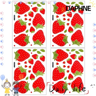 Daphne สติกเกอร์ PVC ลายสตรอเบอร์รี่ ผลไม้ กันน้ํา ลอกออกได้ สําหรับติดตกแต่งผนังห้องนอน ห้องทานอาหาร