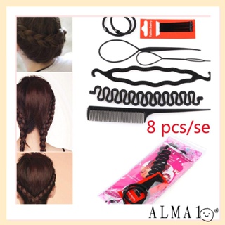 Alma 8 ชิ้น / เซต อุปกรณ์จัดแต่งทรงผม ถักเปียผม วิเศษ เครื่องมือจัดแต่งทรงผม ลูกกลิ้งซาลาเปา