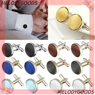 MELODG Mens Cufflinks Luxury High Quality Plain Wedding Round Stylish Clothes Buttons