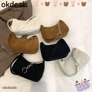 OKDEALS กระเป๋าสะพายไหล่ กระเป๋าช้อปปิ้ง ผ้าลูกฟูก แฟชั่นเรโทร สําหรับผู้หญิง