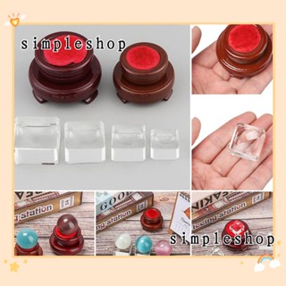 ❀SIMPLE❀ Retro Square Glass Holder Fixed Seat Transparent Support Crystal Sphere Base Gift Desktop Ornament Home Decoration Ball Display Stand Wood Pedestal