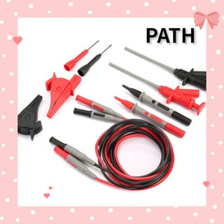 PATH ชุดอะแดปเตอร์ทดสอบมัลติมิเตอร์ เข็ม 1 เมตร 1000V CAT III 10 ชิ้น สีแดง สีดํา ทองแดง ซิลิโคน สําหรับอุปกรณ์ไฟฟ้า