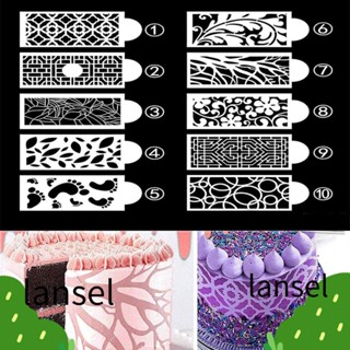 LANSEL ชุดแม่พิมพ์สเปรย์ ลายดอกไม้ ใช้ซ้ําได้ สําหรับทําเค้ก เบเกอรี่ 10 ชิ้น