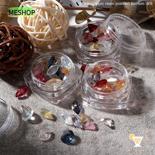 ❦ME❦ 50Pcs Multicolor 3D Gems Crystal Sharp Bottom Nails Art Decoration Nail Parts Accessories DIY Manicure Stone Drill Rhinestones