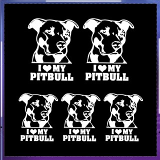 สติกเกอร์ ลาย I Love My Pitbull สําหรับติดตกแต่งรถยนต์ รถบรรทุก หน้าต่าง 5 ชิ้น