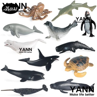 YANN1 โมเดลสัตว์ทะเลจําลอง พลาสติก ของเล่นเสริมการเรียนรู้เด็ก 12 ชิ้น