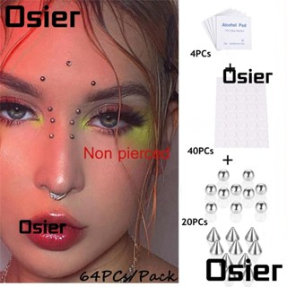 Osier ใหม่ จิวเจาะจมูกปลอม สเตนเลส สีดํา ใช้งานง่าย สีเงิน