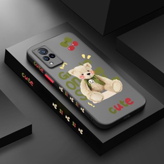 เคสมือถือ แบบแข็ง ขอบซิลิโคน ลายการ์ตูนหมีน่ารัก กันกระแทก สําหรับ VIVO V21 4G V21 V21s 5G