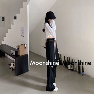 Moon  กางเกงขายาว คาร์โก้ กางเกง เชือกอเมริกันคลาสิค Cargo pants 2023 NEW 072509 รุ่นใหม่ คุณภาพสูง สไตล์เกาหลี Korean Style A90M0AS 36Z230909