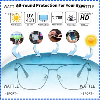 Wattle แว่นตากันแดด โฟโตโครมิก UV400 โลหะ สําหรับผู้ชาย ผู้หญิง