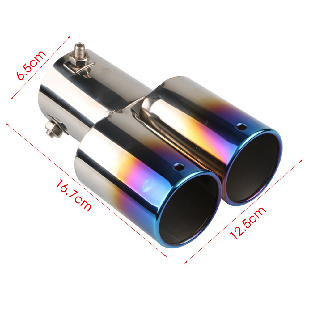 QP0026 Universal Car Dual Exhaust Tail Pipe สแตนเลสท่อไอเสีย Tip Burnt Blue การปรับเปลี่ยนอุปกรณ์เสริม - รูปที่ 4