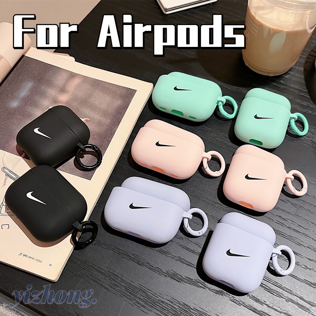 เคสหูฟังสําหรับ แอร์พอด 4 มือโปร 3 2 1แฟชั่นเย็น ไม่จํากัดเพศ ตะขอพิมพ์สีทึบ ทีพียู กันกระแทกหูฟังบลูทูธปกกับป้องกันการสูญหายรอบแหวนหัวเข็มขัดชุดหูฟังเปลือกป้องก