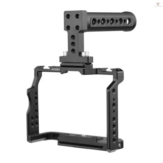 Fw Andoer Camera Video Cage + Top Handle Kit Aluminum Alloy with Dual Cold Shoe Mounts Numerous 1/4 Inch Threads Replacement for  A7IV/ A7III/ A7II/ A7R III/ A7R II/ A7S II