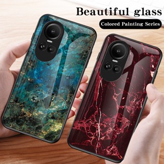 เคสโทรศัพท์มือถือกระจกนิรภัย แบบแข็ง ลายหินอ่อน หรูหรา สําหรับ Oppo Reno 10 Pro Plus global 8 9 Pro+ 9 Pro 8 8 Pro8 Pro+ 8 7 4G global 7 5G global 7 Pro 5G 7