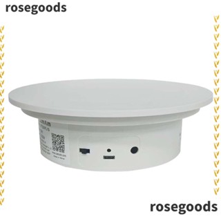 Rosegoods1 แท่นวางแก้วน้ําไฟฟ้า หมุนได้ 360 องศา รับน้ําหนัก 11 ปอนด์ ปรับความเร็วได้ 13 ซม. สีขาว