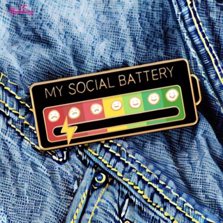 ♫ เริ่มต้น ♫ เครื่องประดับแฟชั่น เข็มกลัดเคลือบ My Social Battery 7 Moods Lapel Pins (สีดํา + สีขาว) ✿