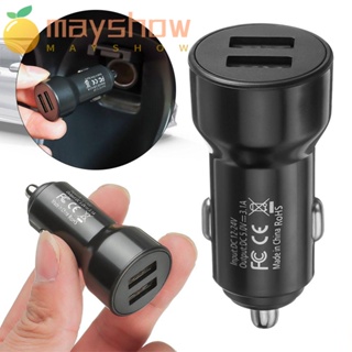 Mayshow อะแดปเตอร์ชาร์จ USB คู่ สีดํา สําหรับรถยนต์