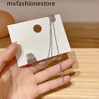 Mxfashione ต่างหูคลิปคริสตัล เครื่องประดับแฟชั่นใหม่ ทรงกลม เรขาคณิต ของขวัญปาร์ตี้ ผู้หญิง ต่างหูห้อย