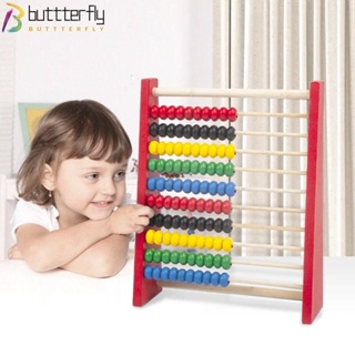 Buttterfly ลูกคิดไม้ ลูกปัดไม้ สีแดง สีฟ้า ทนทาน เสริมพัฒนาการเด็กก่อนวัยเรียน