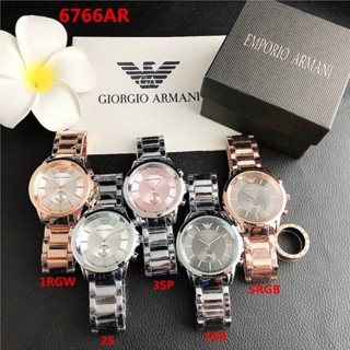 Armani นาฬิกาข้อมือควอตซ์ลําลอง สายหนัง หน้าปัดกลม ประดับเพชร แฟชั่นคู่รัก เหมาะกับของขวัญวันเกิด สําหรับผู้ชาย และผู้หญิง