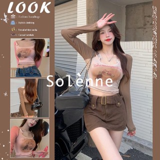 Solenne  เสื้อครอป เสื้อยืดผู้หญิง ครอป baby tee สาวเรโทร 2023 NEW Style Beautiful ทันสมัย Chic สบาย A99J39D 36Z230909