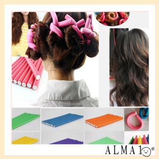 Alma 6 ชิ้น / ล็อต แท่งดัดผม ไร้ความร้อน DIY ฟองน้ํานุ่ม เครื่องมือทําผม บิด ดัดผม