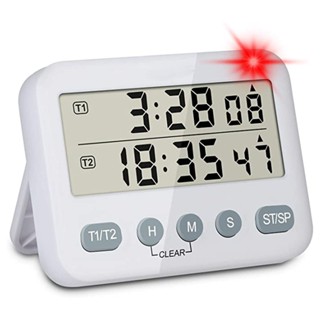 Sale! Voice Prompt Dual Digital Timer Kitchen Timer Mute Vibration Flashing Light