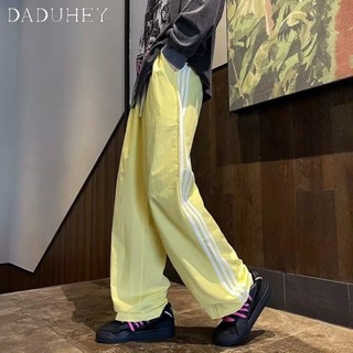 DaDuHey🔥 Mens 2023 Summer New Loose Striped Casual Pants Thin Fashion All-Match Straight Sports Pants