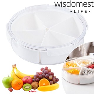 Wisdomest กล่องเก็บอาหาร ทรงกลม พร้อมฝาปิด 5 ช่อง PET+PP สําหรับเสิร์ฟขนม ถั่ว ลูกอม แครกเกอร์ ชิป