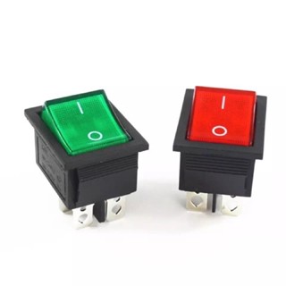 สุดคุ้ม RS-26 สวิทช์แลมป์ ON-OFF ตัวหนา 25x31 มม. มีไฟ LED 4 ขา  I-O SWITCH LAMP ON-OFF 220V/12V พร้อมส่ง