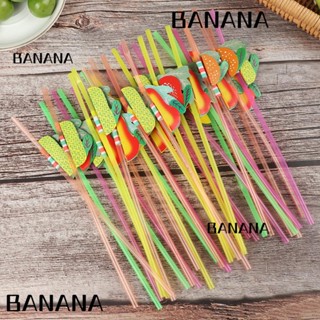 Banana1 หลอดพลาสติก สีสันสดใส สําหรับค็อกเทล น้ําผลไม้ 50 ชิ้น