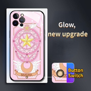 เคสโทรศัพท์มือถือกระจก ลายการ์ตูนเซเลอร์มูน มีไฟกระพริบ LED สําหรับ apple iPhone 14Promax 14Plus 13Promax 12ProMax 7plus 8plus XR XS X XSMAX 11ProMax 11pro