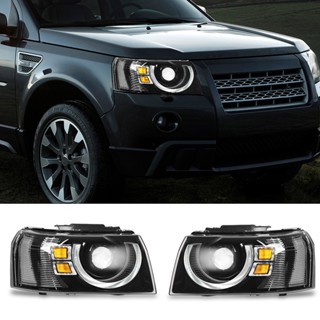 YiChe ไฟหน้า LED แบบเต็มลำแสงคู่เปลี่ยนโปรเจคเตอร์สำหรับ Land Rover Freelander 2 L359 2007-2015