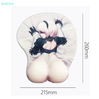 Xo94ol แผ่นรองเมาส์ กันลื่น ลายการ์ตูนอนิเมะ 3D Nier 2B 3D พร้อมที่รองข้อมือ สําหรับเล่นเกม