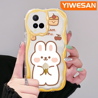 เคสโทรศัพท์มือถือแบบนิ่ม ใส กันกระแทก ลายการ์ตูนกระต่ายไอศกรีม สีมาการอง สําหรับ VIVO Y21 2021 Y21G Y33s Y21s Y21e Y21a Y21t T1x 4G