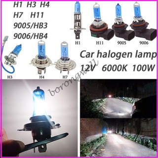 หลอดไฟซีนอนฮาโลเจน 100W 12V H4 h1 H7 led 9005 HB3 6000K แสงสีขาว สําหรับติดรถยนต์ 2 ชิ้น