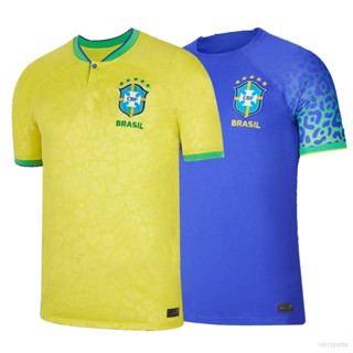 เสื้อยืดแขนสั้น พิมพ์ลายทีมชาติฟุตบอล Brazil Home Away 22-23 World Cup ชุดเหย้า สําหรับผู้ชาย และผู้หญิง