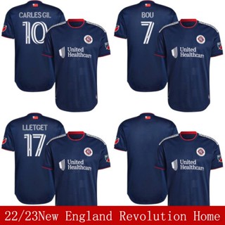 เสื้อกีฬาแขนสั้น ลายทีมชาติฟุตบอล New England Revolution 2022-2023 ชุดเหย้า สําหรับผู้ชาย และผู้หญิง