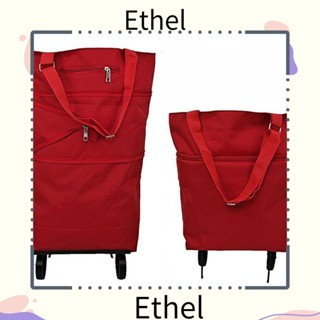 Ethel1 กระเป๋าช้อปปิ้ง พร้อมล้อลาก พับได้ สีแดง สําหรับซูเปอร์มาร์เก็ต