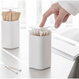 Omocha - (Press type) Cotton buds storage case : ที่เก็บคอตตอนบัด ที่เก็บสำลีก้าน ที่ใส่ไม้จิ้มฟัน