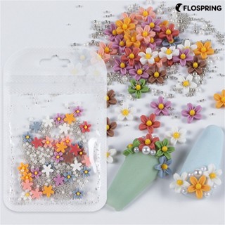 Flospring อุปกรณ์ตกแต่งเล็บ ลายดอกไม้ ขนาดเล็ก เนื้อแมตต์ สามมิติ น้ําหนักเบา สําหรับผู้หญิง 40 ชิ้น ต่อแพ็ก