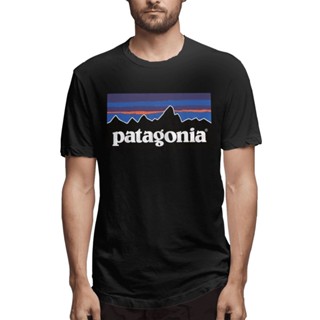 เสื้อเชิ้ต คอกลม ผ้าฝ้ายแท้ พิมพ์ลายโลโก้ Patagonia P 6 แฟชั่นคลาสสิก สําหรับผู้ชาย