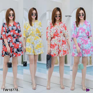 S4U 💗พร้อมส่ง  Jumpsuit #สาวอวบ ขาสั้น ทรงกิโมโน ดีเทลจับจีบเอว เสื้อผ้าผู้หญิง ชุดเซ็ท เดรส ชุดไปทะเล เสื้อผ้าสาวอวบ