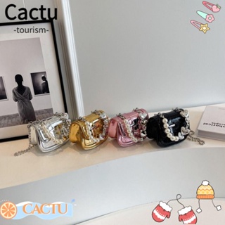 Cactu กระเป๋าถือ กระเป๋าสะพายไหล่ สะพายข้าง หนัง Pu ทรงโท้ท ความจุสูง สีพื้น รูปหัวใจ สําหรับเด็กผู้หญิง