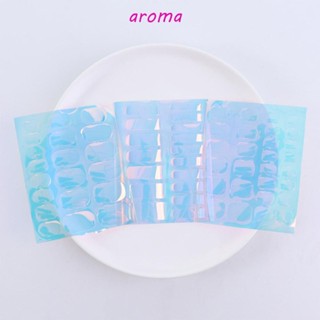 Aroma สติกเกอร์โฮโลแกรมเลเซอร์ ฟอยล์ออโรร่า สีแคนดี้ สําหรับตกแต่งเล็บ กระดาษแก้ว