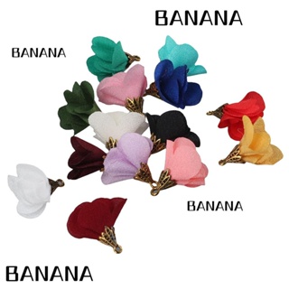 Banana1 ผ้าคละสี ผ้าหลากสี พร้อมฝาโลหะผสม จี้ดอกไม้ ทําเครื่องประดับ พู่นุ่ม เสน่ห์ อุปกรณ์เครื่องประดับ