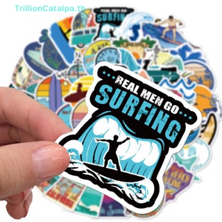 Trillioncatalpa สติกเกอร์ ลาย Surfing Summer Sports สําหรับติดตกแต่งกระเป๋าเดินทาง แล็ปท็อป กีตาร์ สเก็ตบอร์ด รถยนต์ 50 ชิ้น